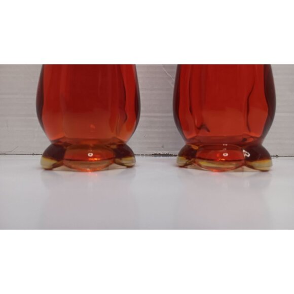 MCM Swing Stretch Red Yellow Retro Tall Glass Set Vases - Picture 4 of 8